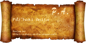 Páhoki Anita névjegykártya